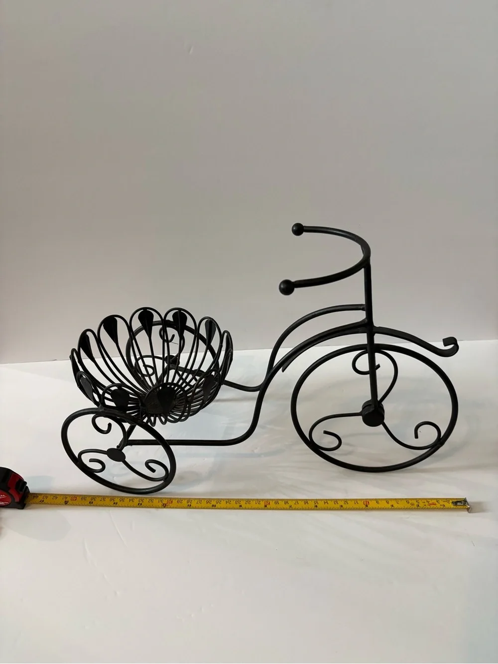Black Wrought Iron Tricycle Decorative Plant Holder